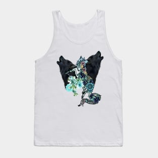 Wonderful elegant fox with flowers and wolves Tank Top